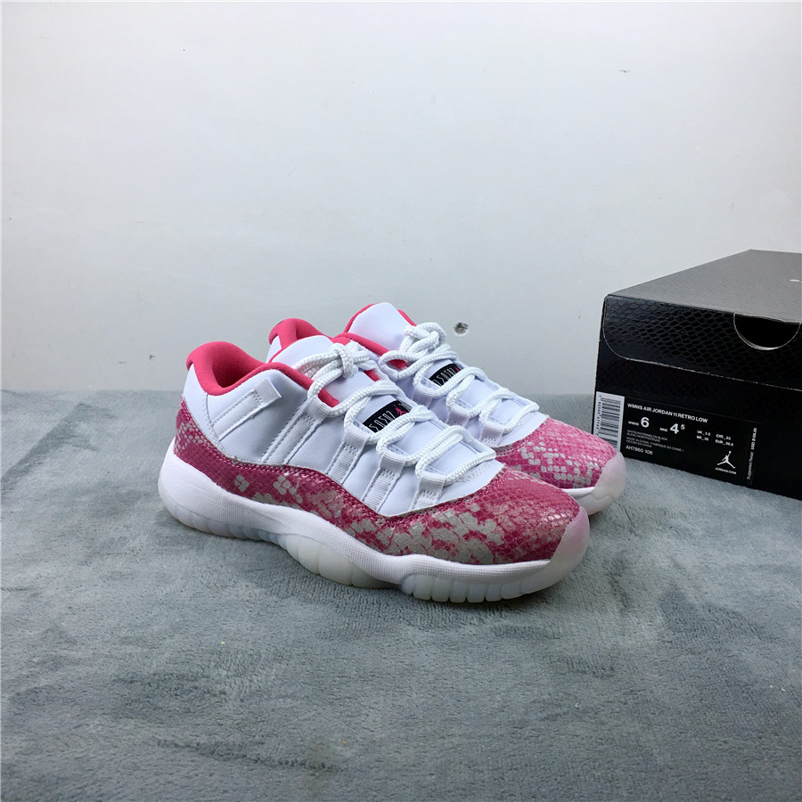 Air Jordan 11 Low WMNS Pink Snakeskin Shoes - Click Image to Close